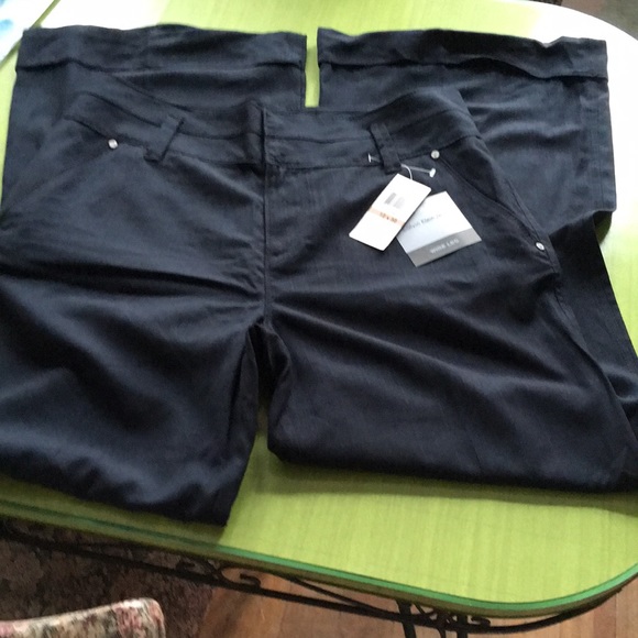 Calvin Klein-Wide Leg-Pin Stripe-Pants-Dark Blue - Picture 3 of 6